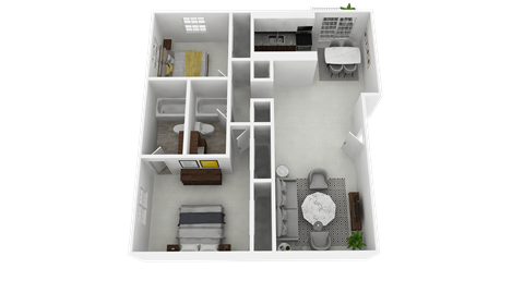 Two bedroom, two bathroom, 946 Sq. Ft at Olde Towne Apartments in Middletown, OH